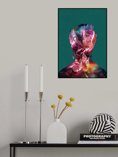 Frida floral silhouette portrait Poster och Canvastavla