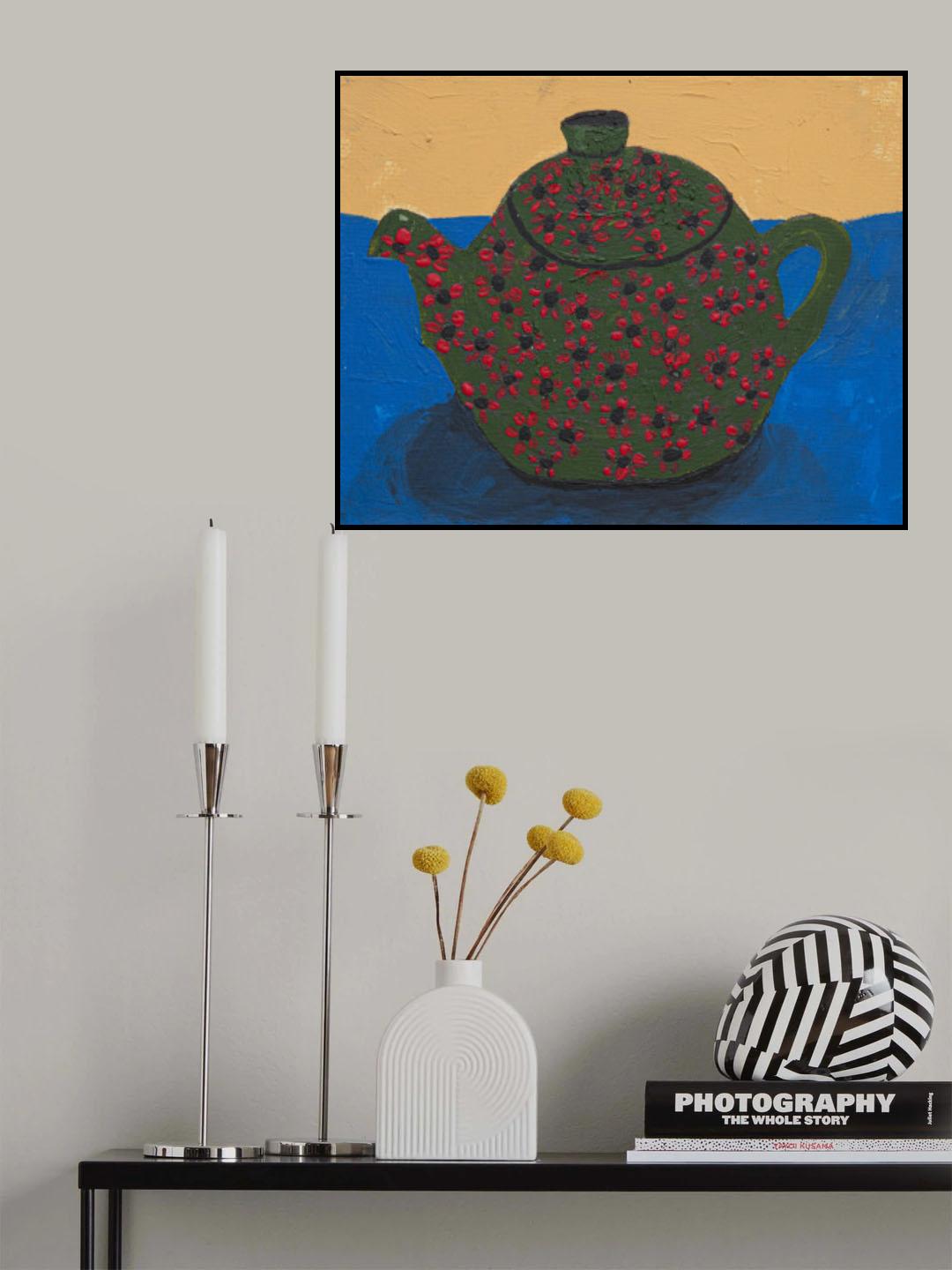 Teapot With Flowers Poster och Canvastavla