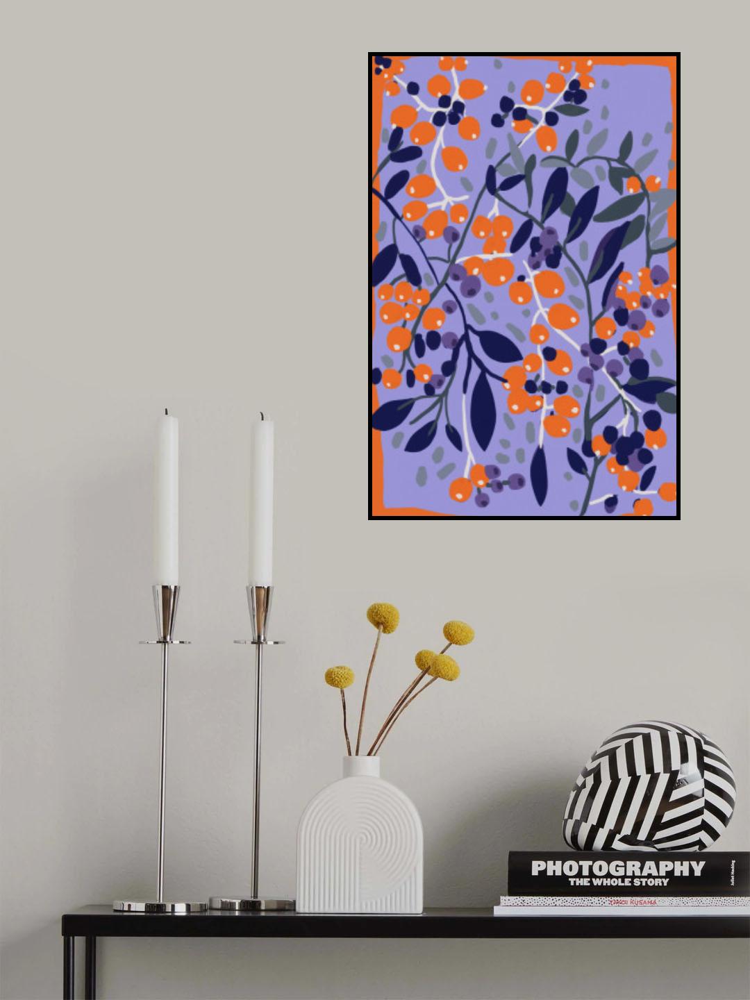 Blue And Orange Berries Poster och Canvastavla