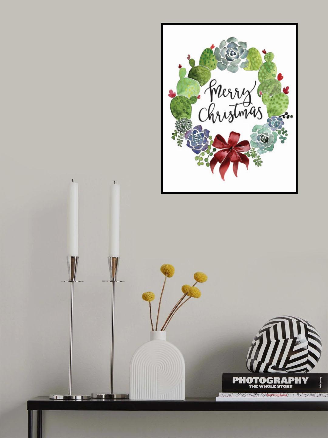 Cacti and succulent merry Christmas wreath Poster och Canvastavla