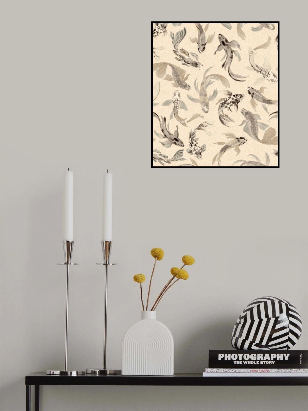 Hla019  Koi Fish Neutral Poster och Canvastavla