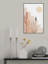 Cat with Cactus Poster och Canvastavla