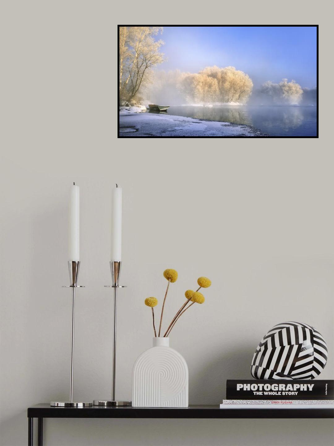 Morning fog and rime in Kuerbin Poster och Canvastavla