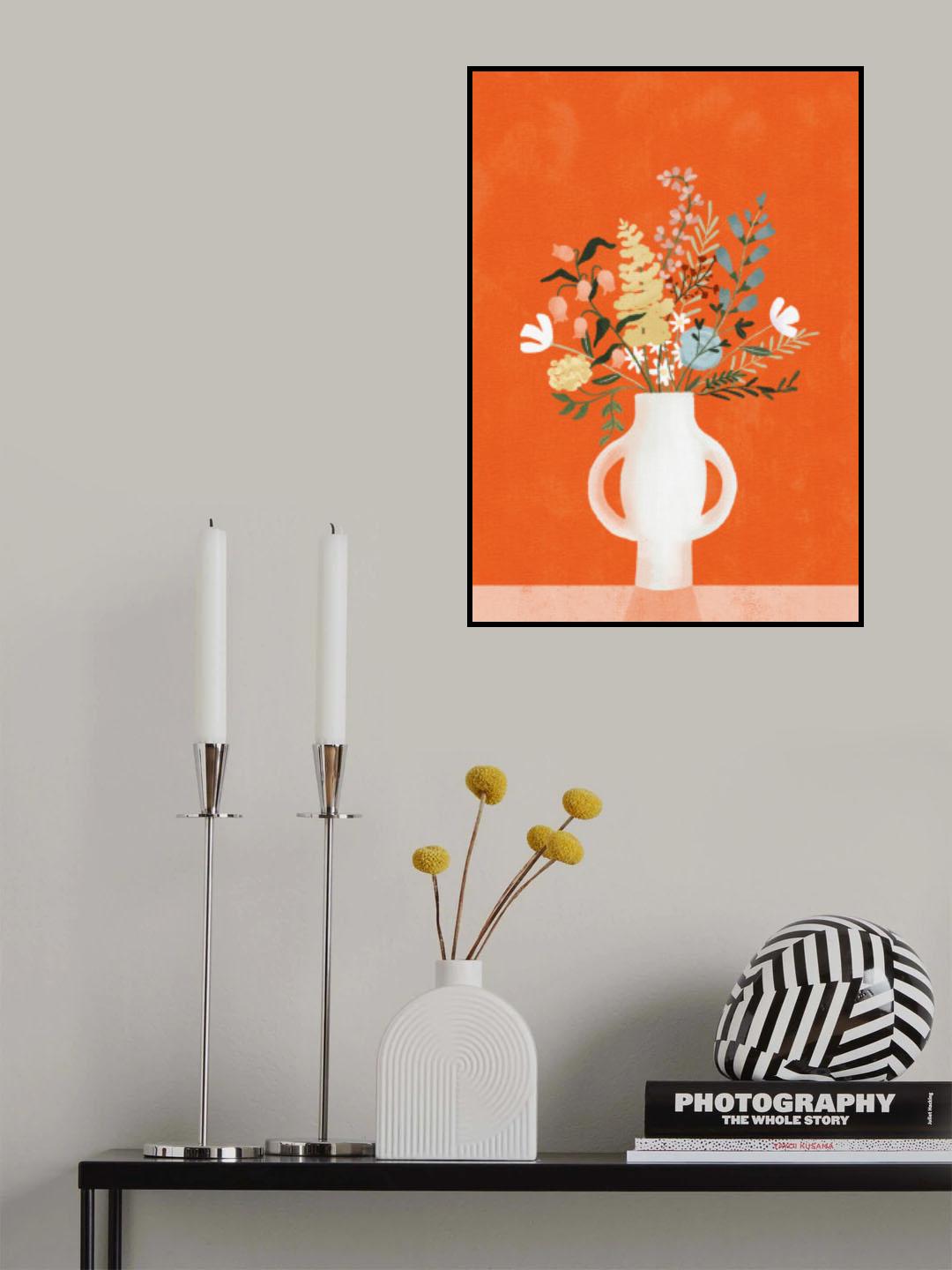 Flowers in Vase, Red Poster och Canvastavla
