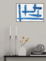 Abstract Lines Blue and White 04 Poster och Canvastavla