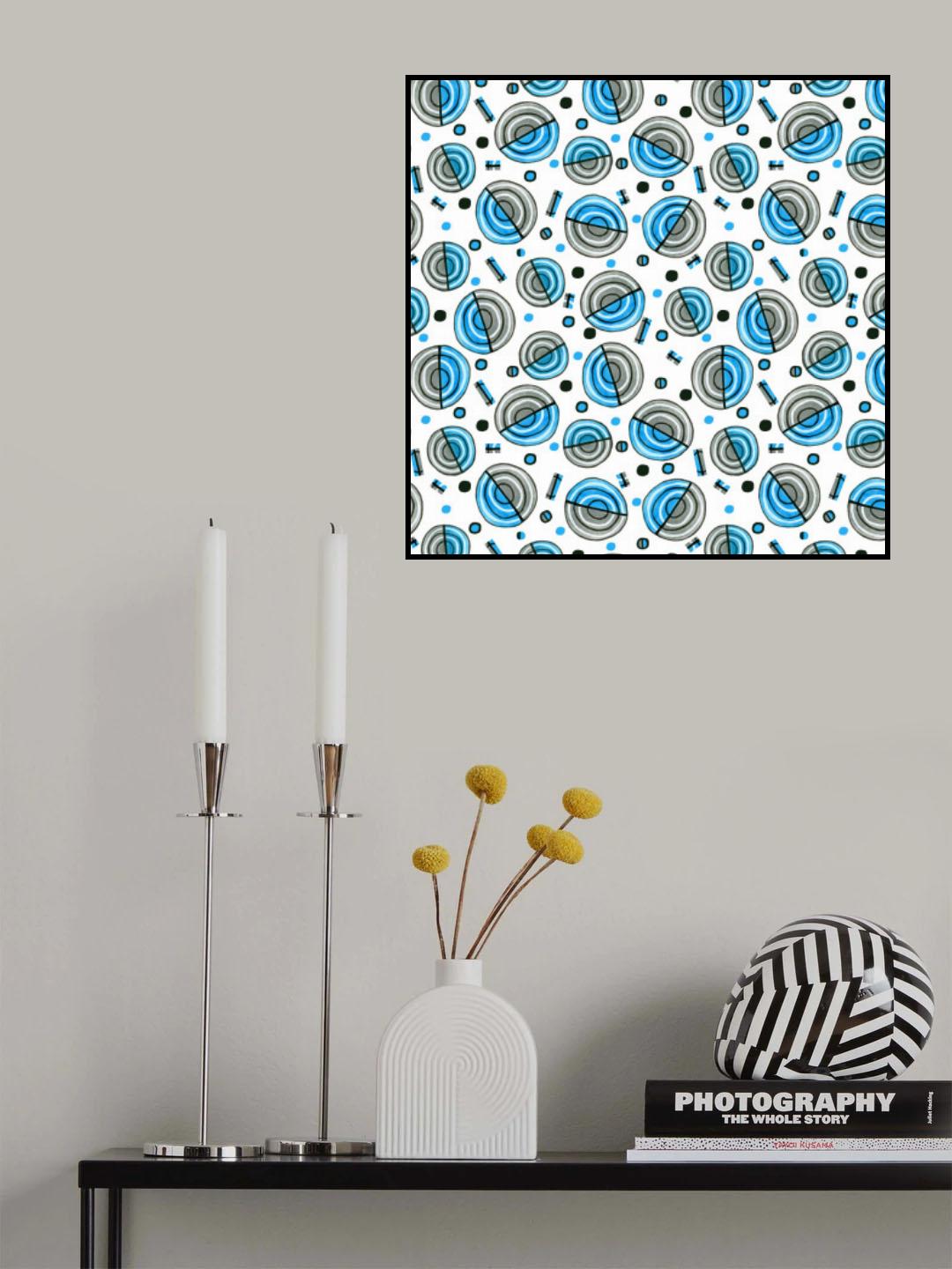Circles Galore Blue Gray Geometric Poster och Canvastavla
