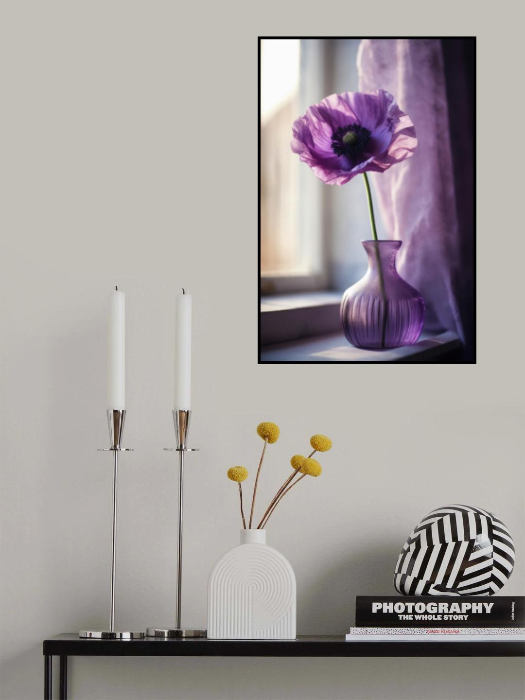 Purple Poppy In Vase Poster och Canvastavla