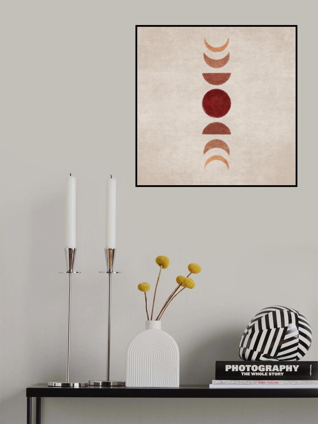 Bej Moon Phases Poster och Canvastavla
