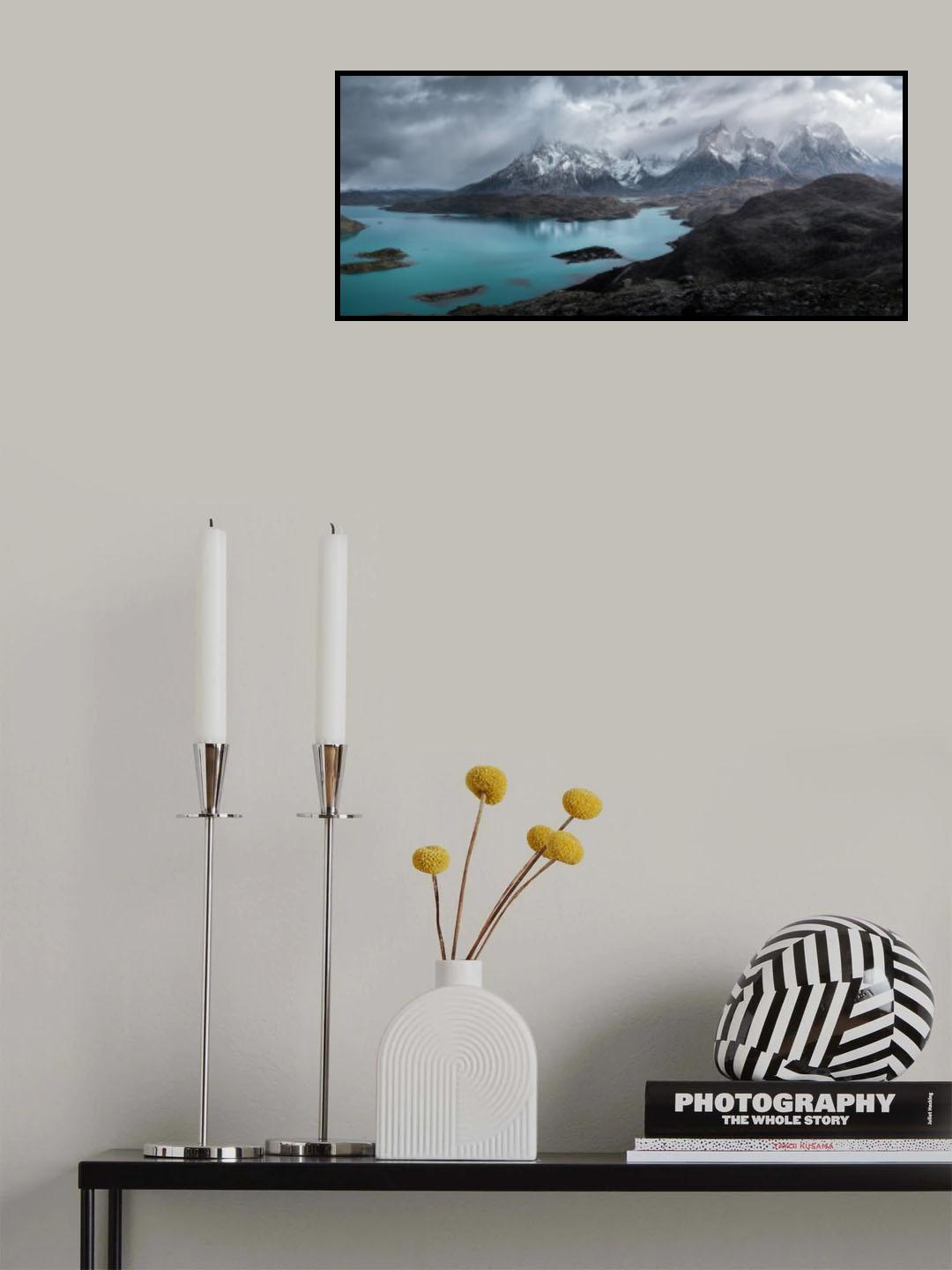 Paine Mountains and Pehoe Lake,Chile Poster och Canvastavla