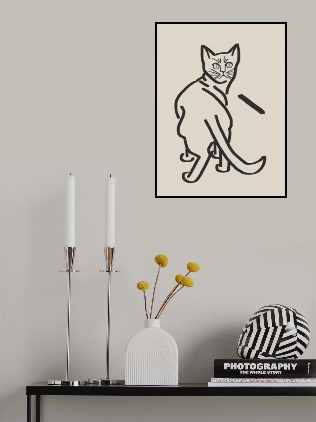 Line Art Cat Drawing 5 Poster och Canvastavla