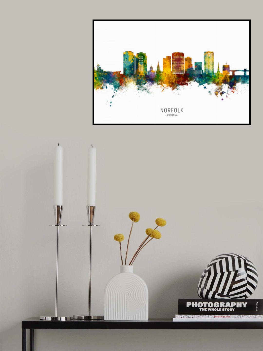 Norfolk Virginia Skyline Poster och Canvastavla