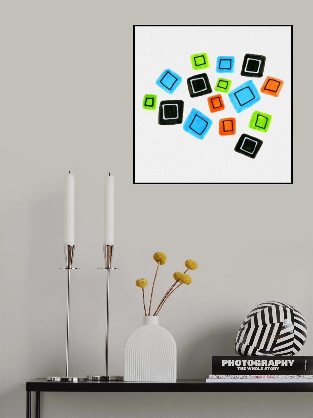 Multicolor Squares Scattered Poster och Canvastavla