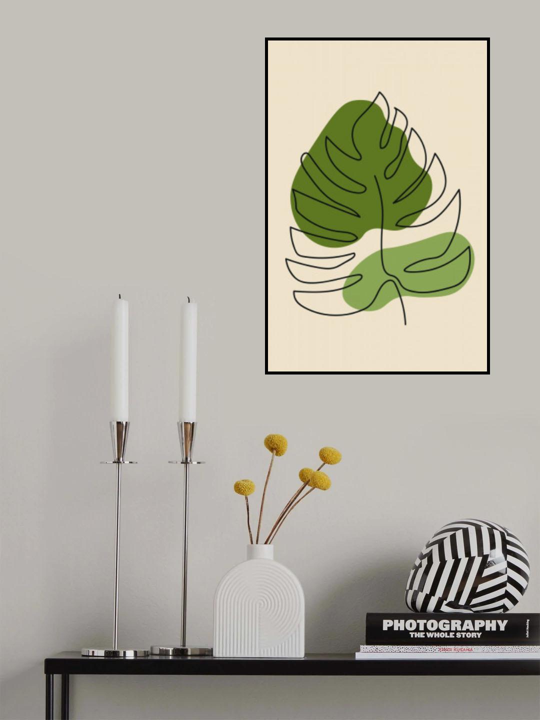 Abstract One Line Leaf Drawing Ii Poster och Canvastavla