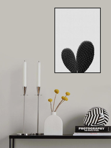 Heart Cactus Black & White Poster och Canvastavla