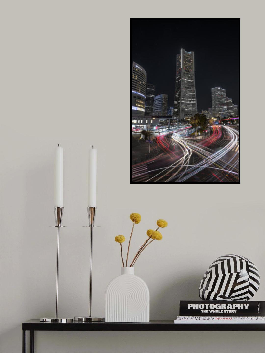 Night view of Yokohama Poster och Canvastavla