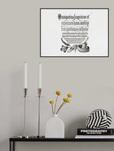 Centipede, Wood Cranesbill, and Mushroom Bw Horizontal Poster och Canvastavla