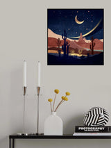 Blue Western Night Poster och Canvastavla