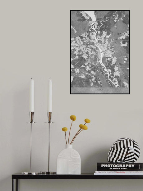 Gray map of Kiev (pre-war) Poster och Canvastavla