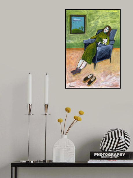 Lady with Cat Poster och Canvastavla