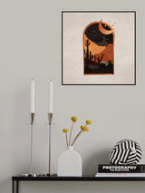 Window Desert Night and Moon Poster och Canvastavla