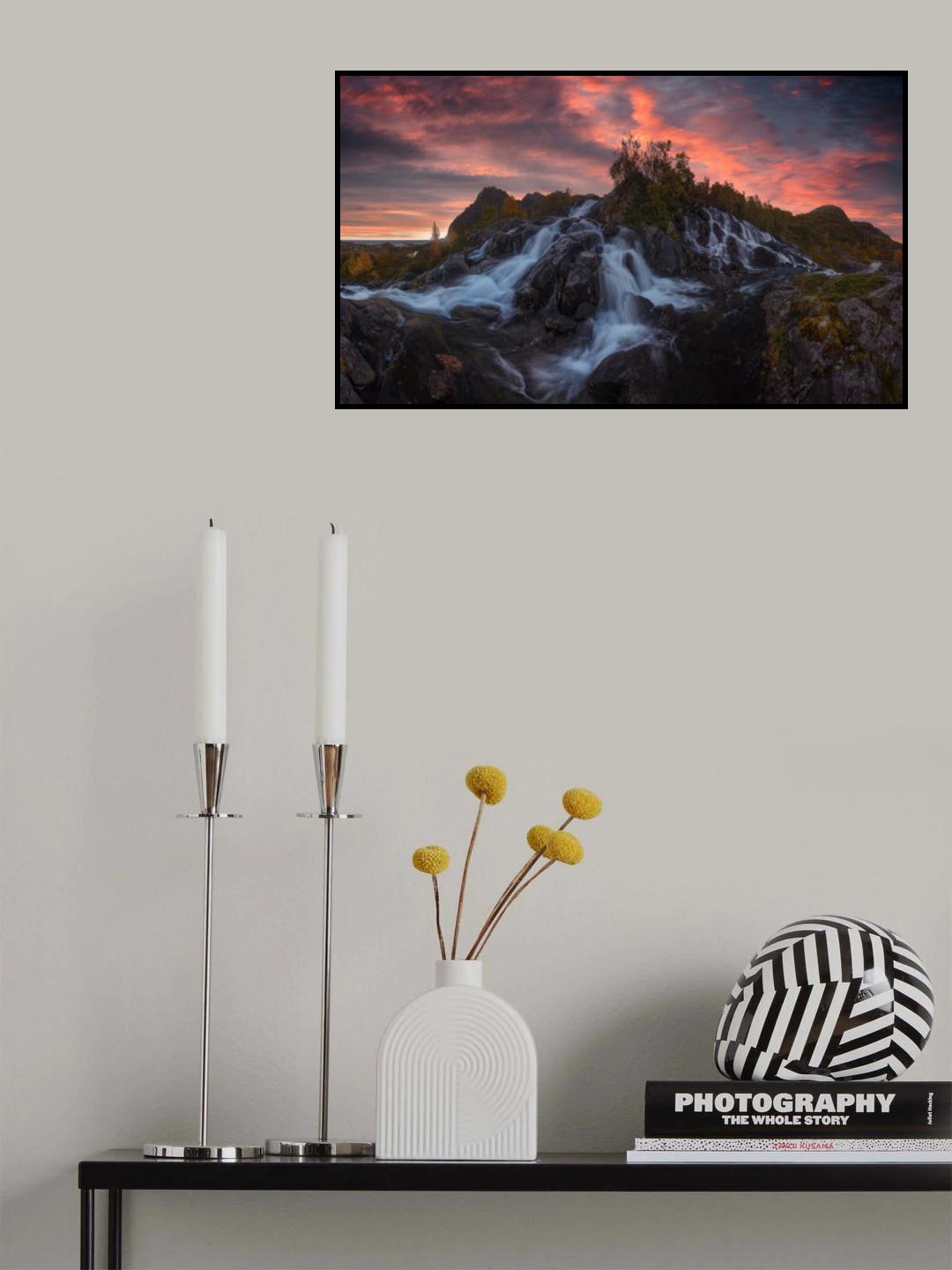 Lofoten Waterfall Poster och Canvastavla