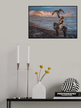 ALtai mountain range and an eagle hunter Poster och Canvastavla