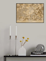 Sepia vintage map of Stuttgart downtown Germany Poster och Canvastavla