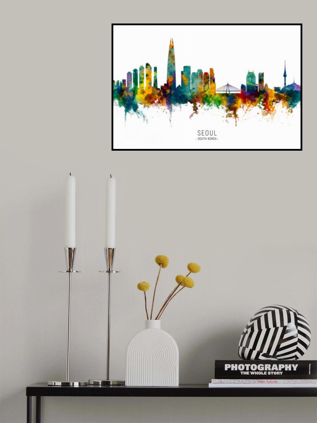 Seoul Skyline South Korea Poster och Canvastavla