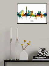 Seoul Skyline South Korea Poster och Canvastavla