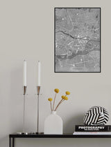 Gray vintage map of Nürnberg downtown Germany Poster och Canvastavla