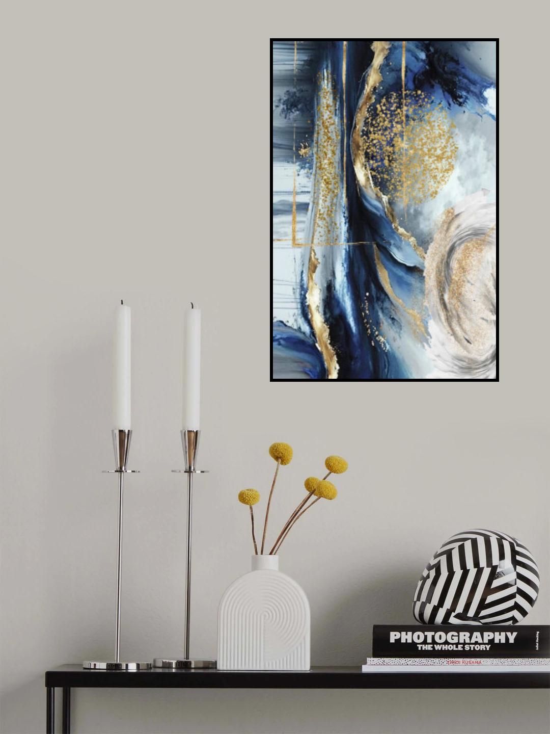 Marble in Navy Poster och Canvastavla