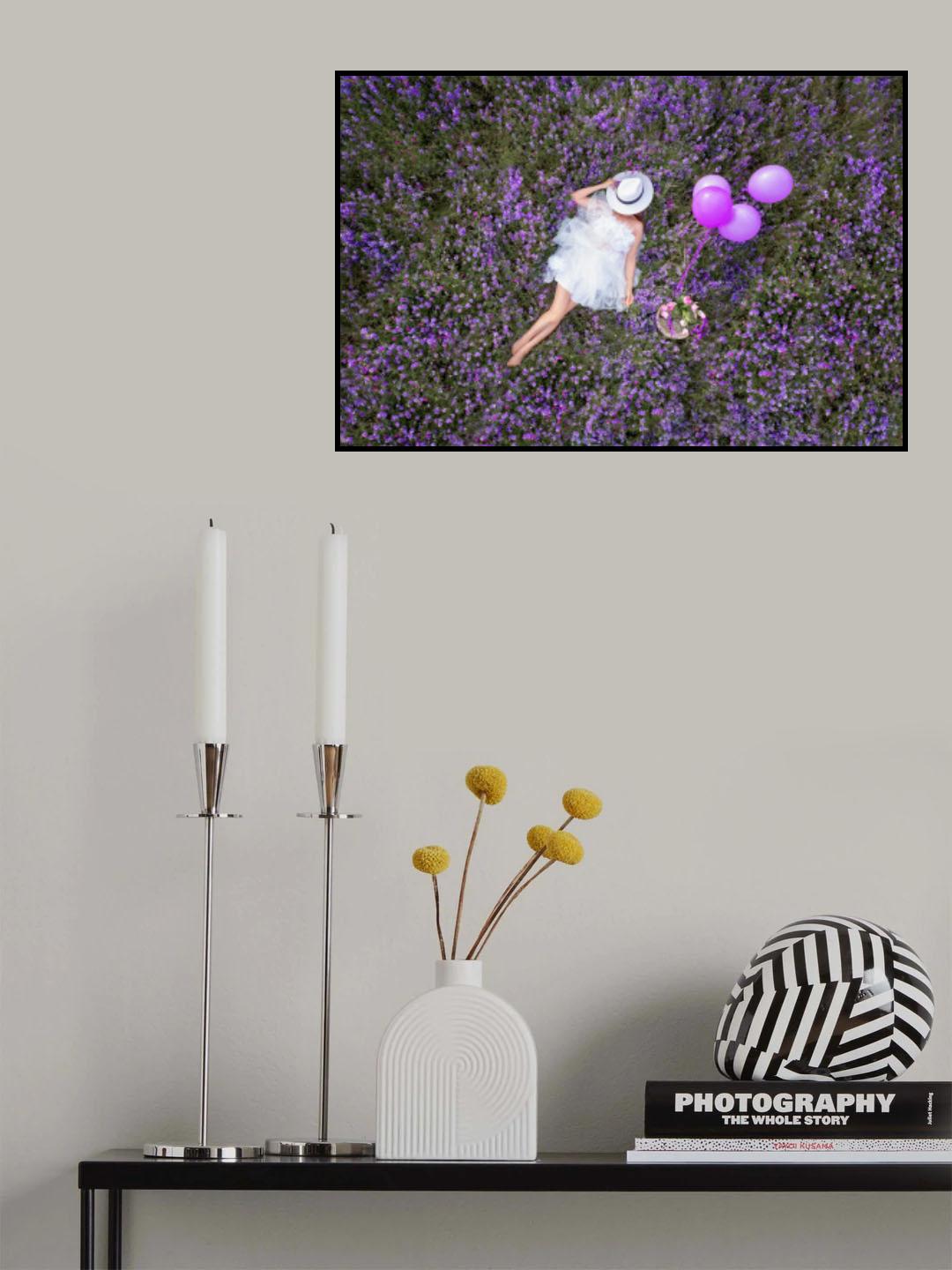 Girl among Flowers Poster och Canvastavla