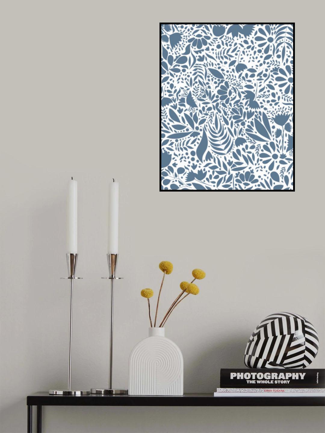 Scandi blue white pattern 2 Poster och Canvastavla