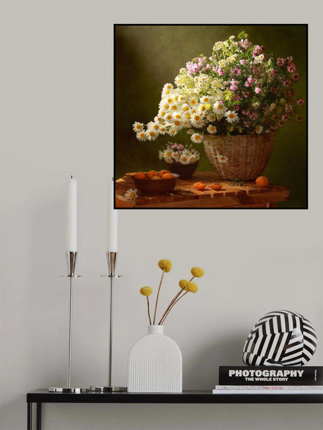 Still life with a basket of wildflowers Poster och Canvastavla