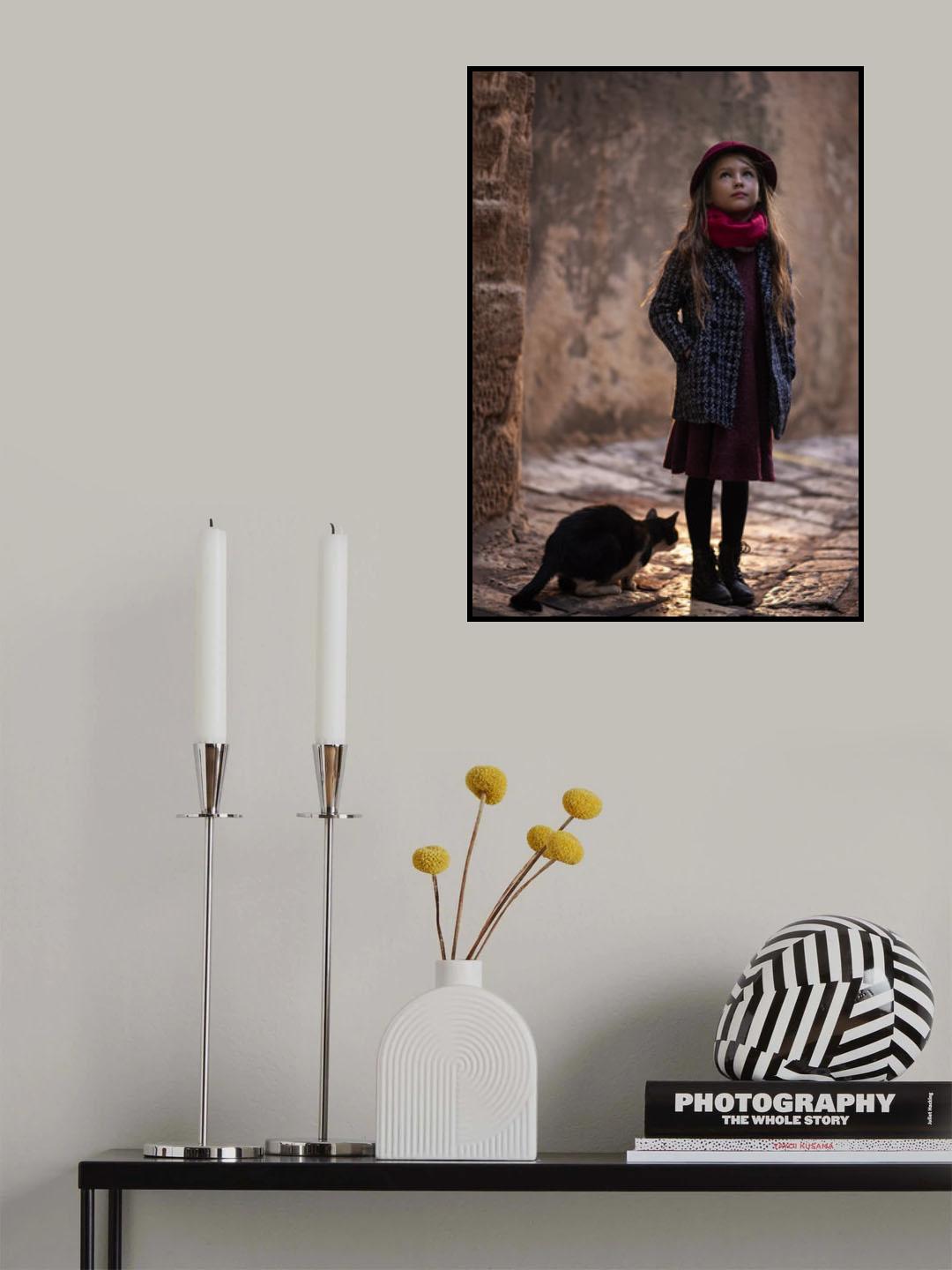 A Girl and Her Cat Poster och Canvastavla