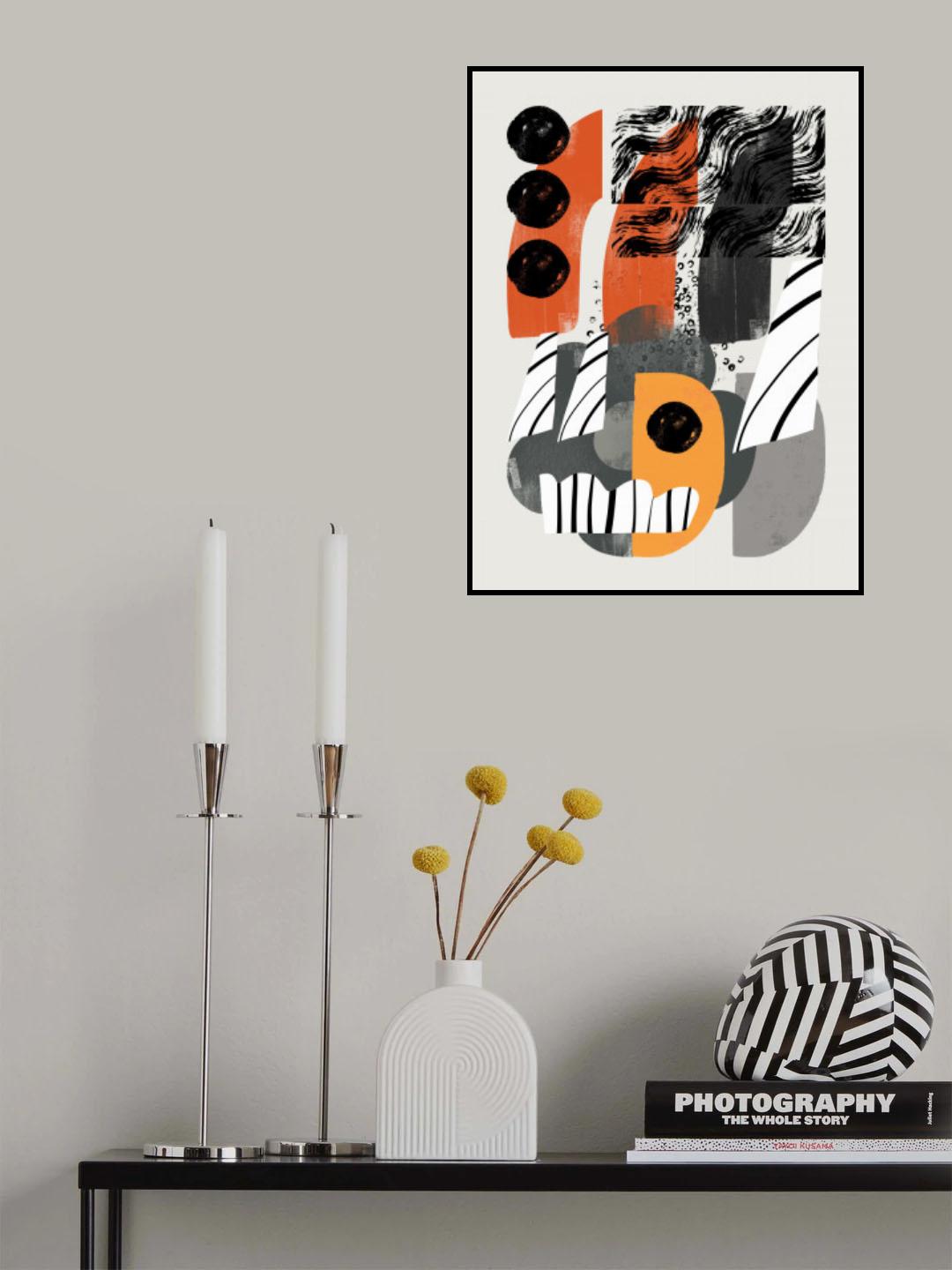 Abstract Shape Collage In Black Poster och Canvastavla