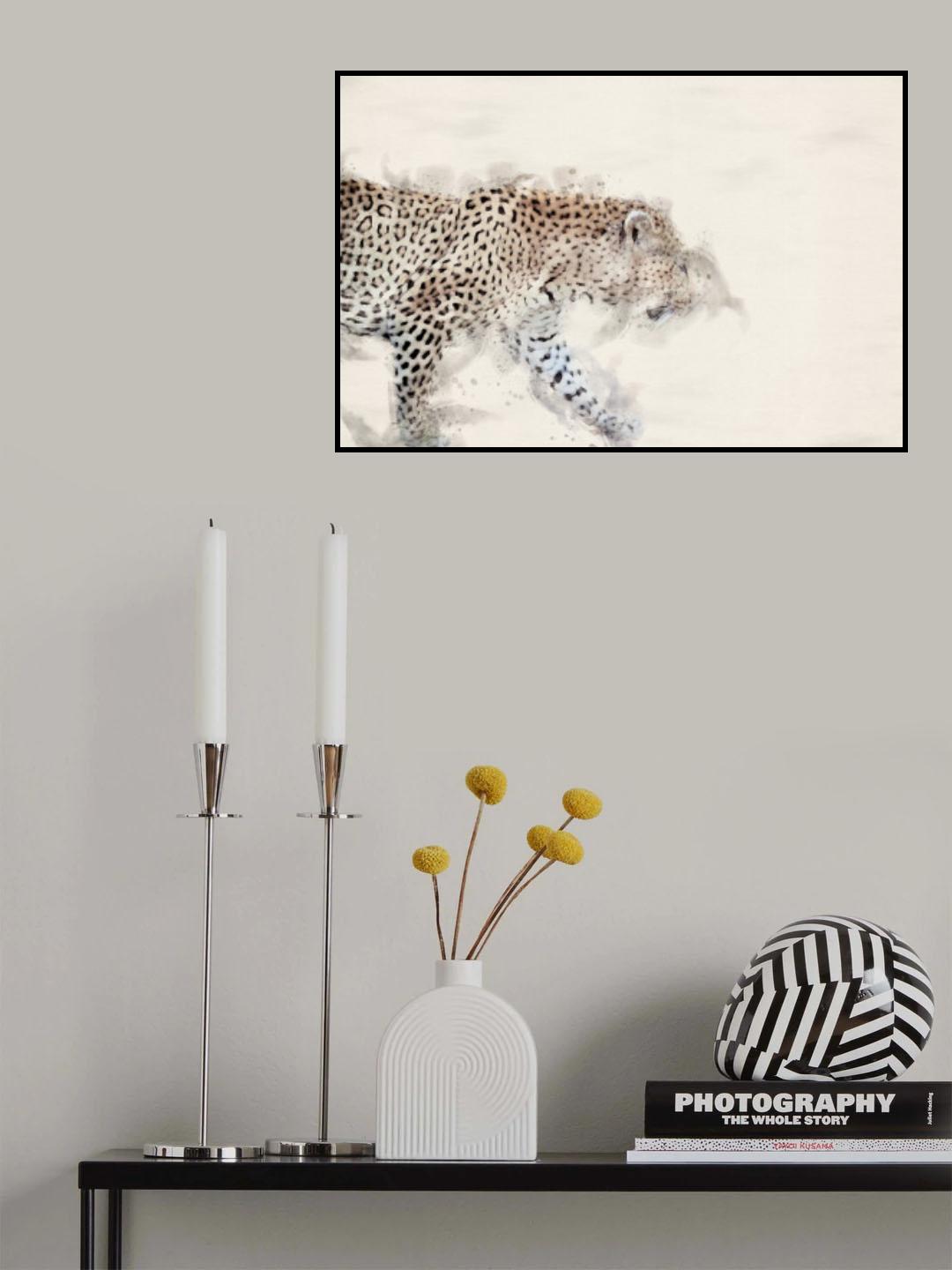 Abstract African Leopard Watercolor Art Poster och Canvastavla