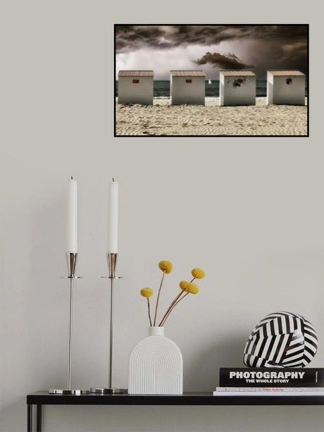 Seashore serenity after a sand battle Poster och Canvastavla