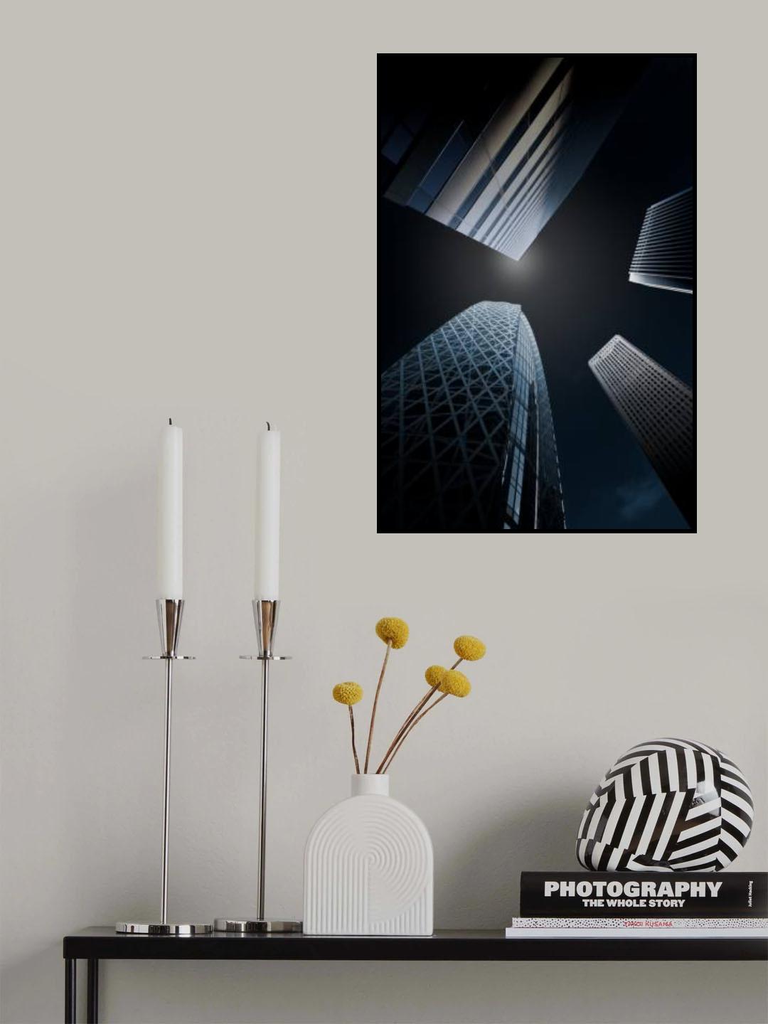 Moonlit skyscrapers Poster och Canvastavla
