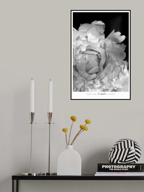 Enjoy the little things peony BW Poster och Canvastavla