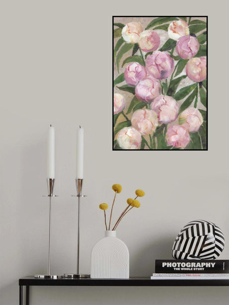 Valenty painterly peonies Poster och Canvastavla