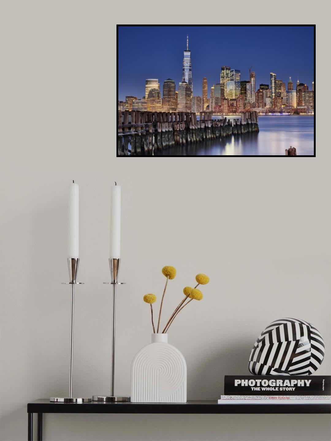 Manhattan Skyline at night Poster och Canvastavla