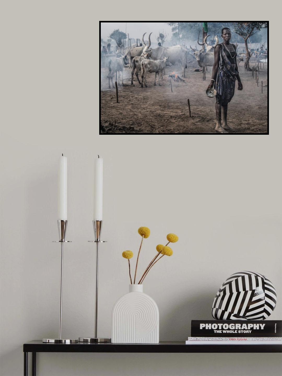A scene in a mundari cattle camp-II - South Sudan Poster och Canvastavla