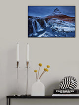 Kirkjufell in white Poster och Canvastavla