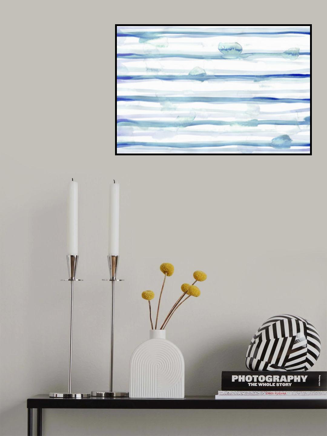 Abstract Lines Blue and White 10 Poster och Canvastavla