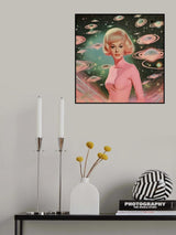 Atomic Age Space Babe Collage Art Poster och Canvastavla
