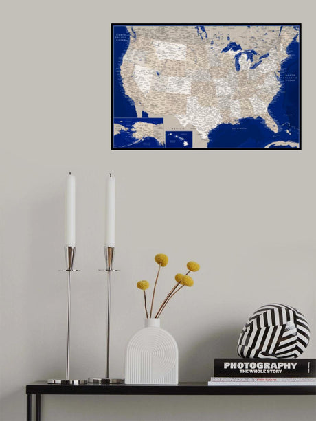 Highly detailed map of the United States, Kameryn Poster och Canvastavla