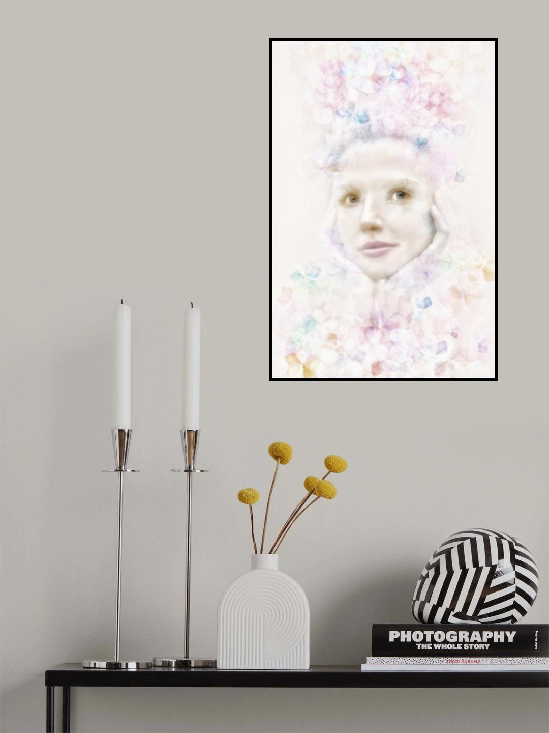 La femme aux hortensias - Woman with hydrangeas Poster och Canvastavla