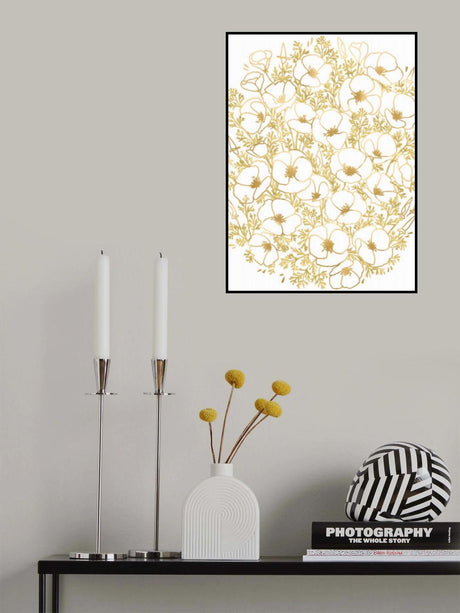 Gold California poppies Poster och Canvastavla