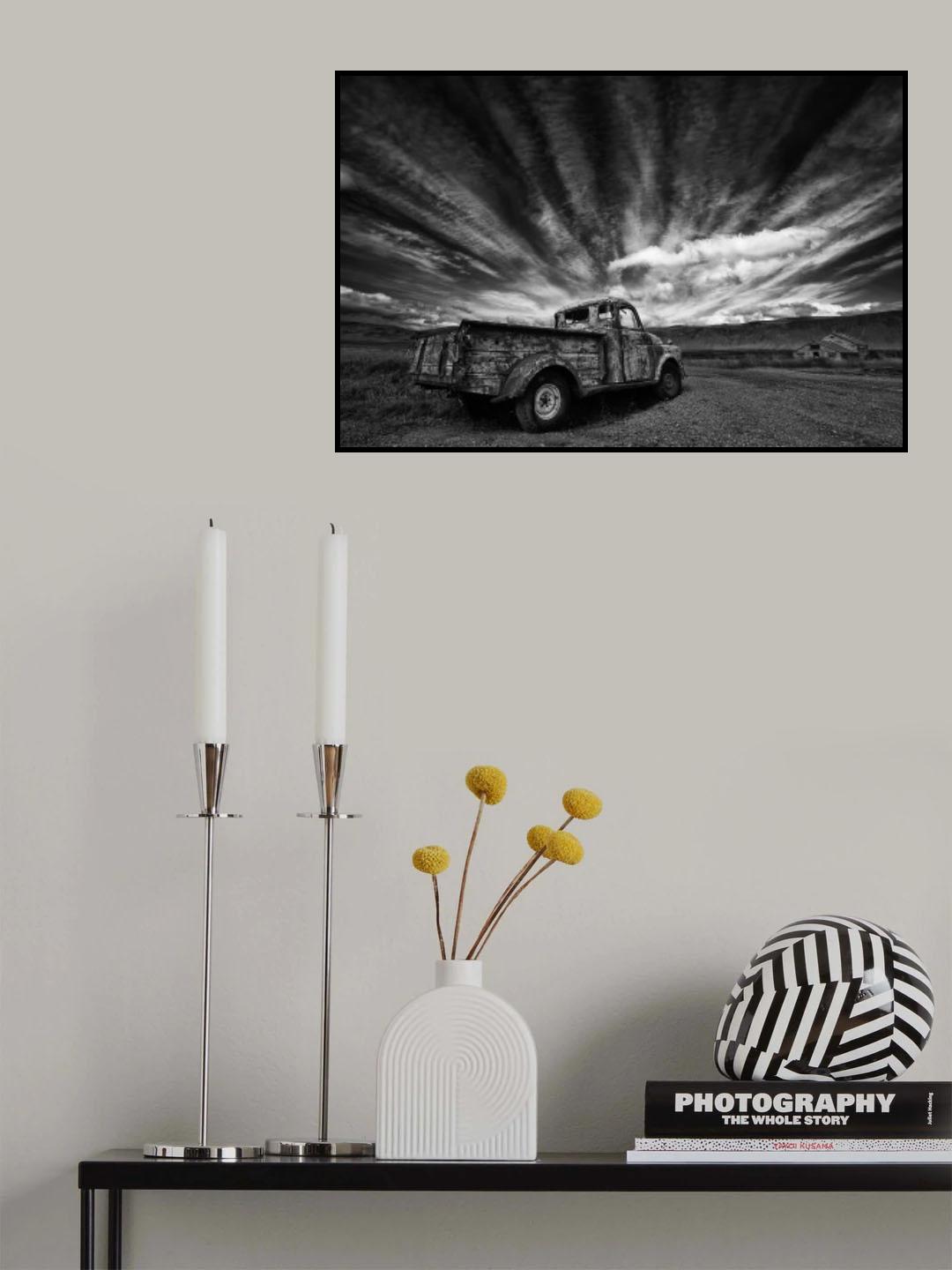 Old Truck bw Poster och Canvastavla